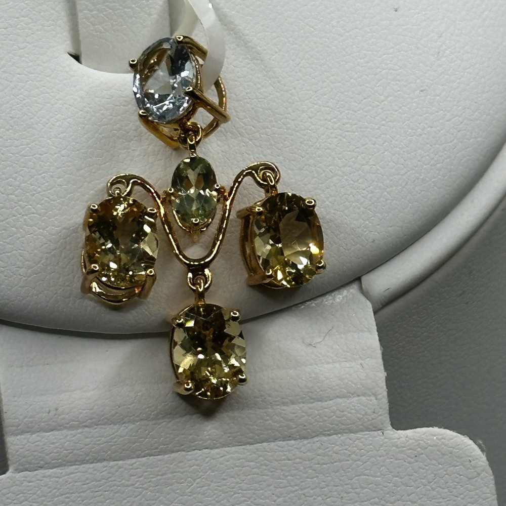 New In Box Gems TV 14K Multi Gem Yellow Gold Pendant